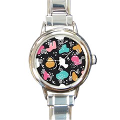 Art Pattern Design Background Print Round Italian Charm Watch by Ravend