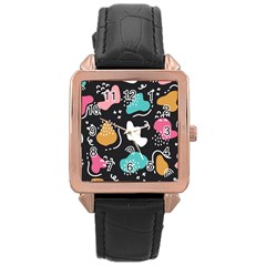 Art Pattern Design Background Print Rose Gold Leather Watch  by Ravend