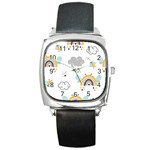 Art Pattern Design Wallpaper Background Print Square Metal Watch Front