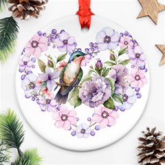 Hummingbird In Floral Heart Ornament (round) by augustinet