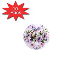 Hummingbird In Floral Heart 1  Mini Magnet (10 Pack)  by augustinet