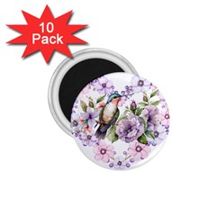 Hummingbird In Floral Heart 1 75  Magnets (10 Pack)  by augustinet