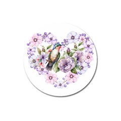 Hummingbird In Floral Heart Magnet 3  (round) by augustinet