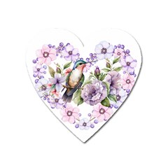 Hummingbird In Floral Heart Heart Magnet by augustinet