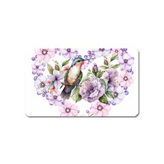 Hummingbird In Floral Heart Magnet (name Card) by augustinet