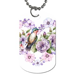 Hummingbird In Floral Heart Dog Tag (two Sides) by augustinet