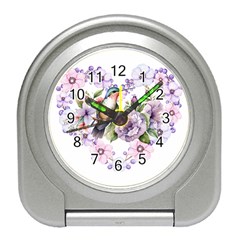 Hummingbird In Floral Heart Travel Alarm Clock by augustinet