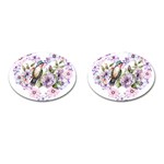 Hummingbird in floral heart Cufflinks (Oval) Front(Pair)