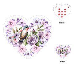 Hummingbird In Floral Heart Playing Cards Single Design (heart)