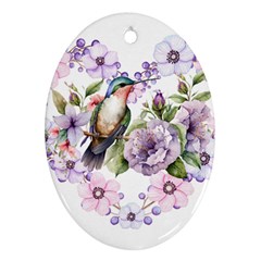 Hummingbird In Floral Heart Oval Ornament (two Sides) by augustinet