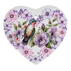 Hummingbird In Floral Heart Heart Ornament (two Sides) by augustinet