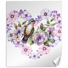 Hummingbird In Floral Heart Canvas 8  X 10 