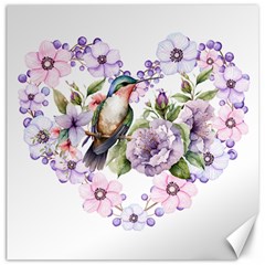 Hummingbird In Floral Heart Canvas 20  X 20 