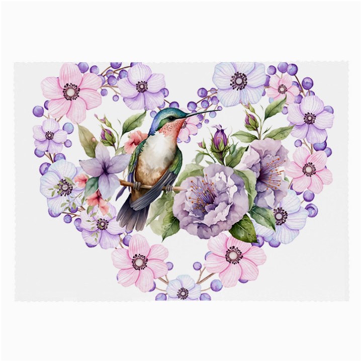 Hummingbird in floral heart Large Glasses Cloth (2 Sides)