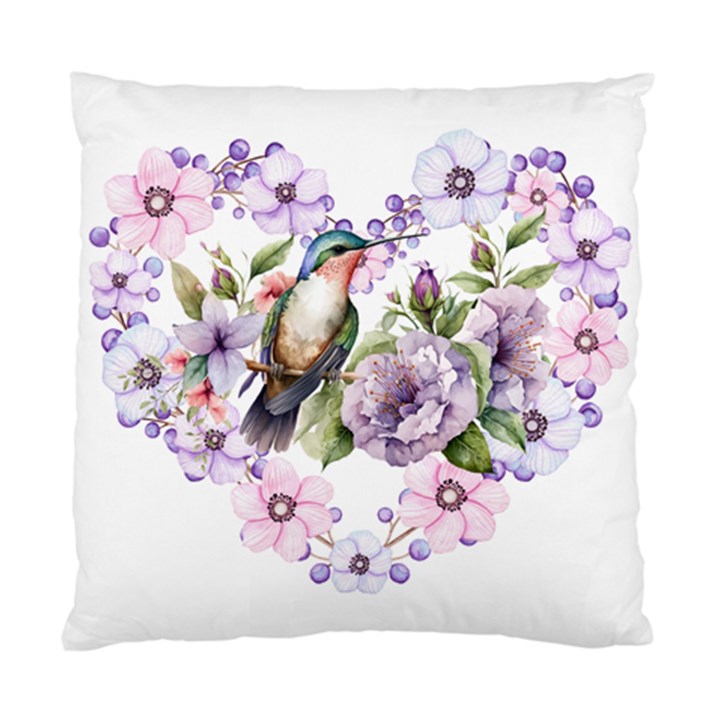 Hummingbird in floral heart Standard Cushion Case (Two Sides)