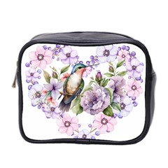 Hummingbird In Floral Heart Mini Toiletries Bag (two Sides) by augustinet