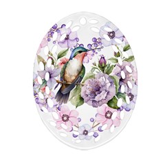 Hummingbird In Floral Heart Ornament (oval Filigree) by augustinet