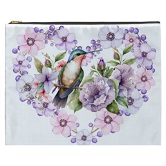 Hummingbird In Floral Heart Cosmetic Bag (xxxl) by augustinet