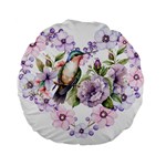 Hummingbird in floral heart Standard 15  Premium Round Cushions Front