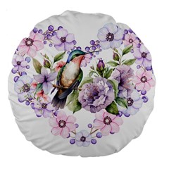 Hummingbird In Floral Heart Large 18  Premium Round Cushions