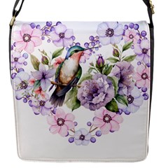 Hummingbird In Floral Heart Flap Closure Messenger Bag (s)