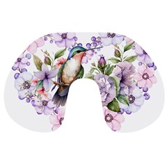 Hummingbird In Floral Heart Travel Neck Pillow by augustinet