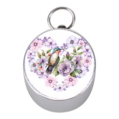 Hummingbird In Floral Heart Mini Silver Compasses by augustinet