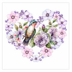 Hummingbird In Floral Heart Square Satin Scarf (36  X 36 )