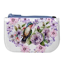 Hummingbird In Floral Heart Large Coin Purse by augustinet