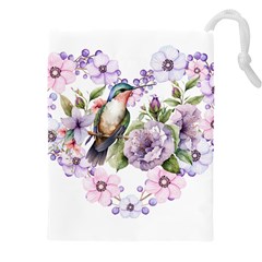 Hummingbird In Floral Heart Drawstring Pouch (5xl) by augustinet