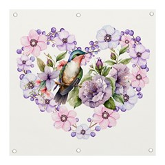 Hummingbird In Floral Heart Banner And Sign 3  X 3  by augustinet