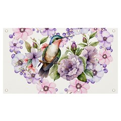 Hummingbird In Floral Heart Banner And Sign 7  X 4 