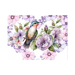 Hummingbird In Floral Heart One Side Premium Plush Fleece Blanket (mini)