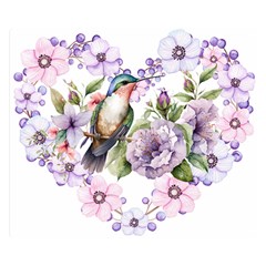 Hummingbird In Floral Heart One Side Premium Plush Fleece Blanket (small) by augustinet