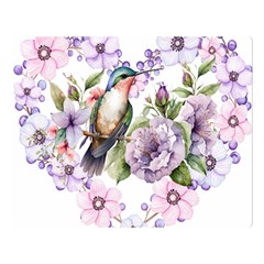 Hummingbird In Floral Heart One Side Premium Plush Fleece Blanket (large) by augustinet