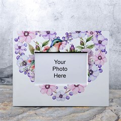 Hummingbird In Floral Heart White Tabletop Photo Frame 4 x6  by augustinet