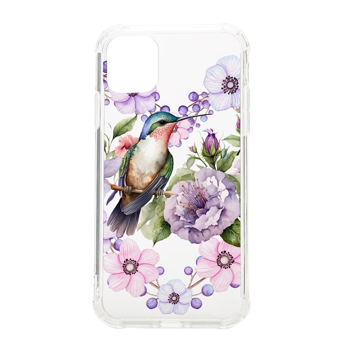 Hummingbird in floral heart iPhone 11 TPU UV Print Case