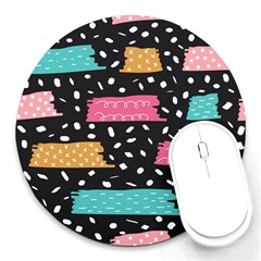 Art Pattern Design Wallpaper Background Print Patterns Round Mousepad