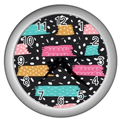 Art Pattern Design Wallpaper Background Print Patterns Wall Clock (Silver)