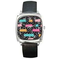 Art Pattern Design Wallpaper Background Print Patterns Square Metal Watch