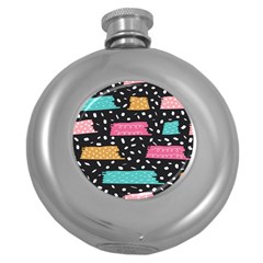 Art Pattern Design Wallpaper Background Print Patterns Round Hip Flask (5 oz)