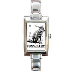 Foxy Lady Concept Illustration Rectangle Italian Charm Watch by dflcprintsclothing