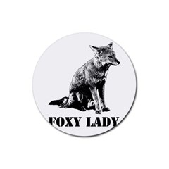 Foxy Lady Concept Illustration Rubber Round Coaster (4 Pack) by dflcprintsclothing