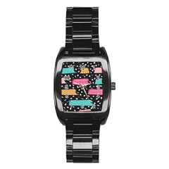 Art Pattern Design Wallpaper Background Print Patterns Stainless Steel Barrel Watch