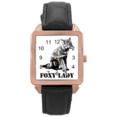 Foxy Lady Concept Illustration Rose Gold Leather Watch  by dflcprintsclothing