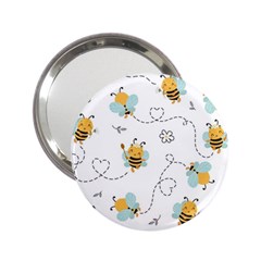 Bee Art Pattern Design Wallpaper Background Print 2 25  Handbag Mirrors by Ravend