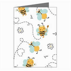 Bee Art Pattern Design Wallpaper Background Print Greeting Cards (pkg Of 8)