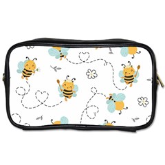 Bee Art Pattern Design Wallpaper Background Print Toiletries Bag (one Side) by Ravend