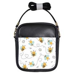 Bee Art Pattern Design Wallpaper Background Print Girls Sling Bag by Ravend