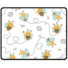 Bee Art Pattern Design Wallpaper Background Print One Side Fleece Blanket (medium) by Ravend